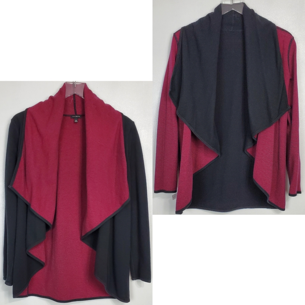 Talbots Size Xs Two Sides Solid Stripe Open Front… - image 5